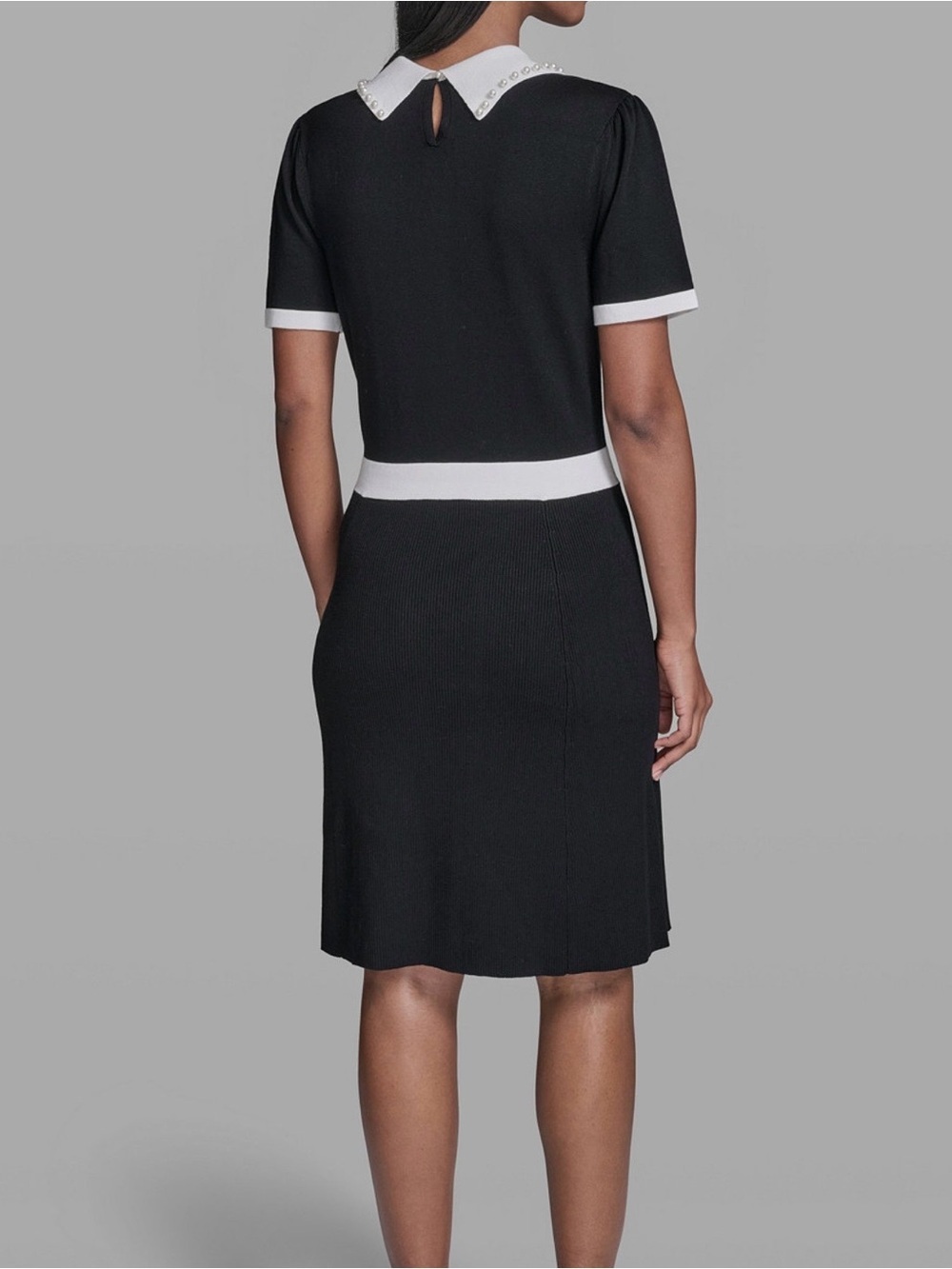 KARL LAGERFELD PARISWomen's Contrast Collared Sweater Dress M - Picture 6 of 7